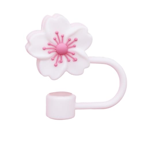 PERZOE Wiederverwendbare Strohspitzen, Deckel, 10 mm, Silikonkappe, Blume, süßer Topper für Strohhalme mit Durchmesser, staubdicht, perfekte Partydekoration Warmweiß von PERZOE