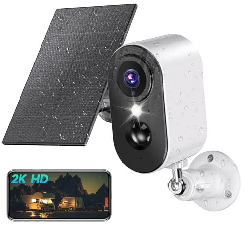 PESAIR 2K Aussenkamera mit WLAN, Solar, 2-Wege-Audio, PIR, IP65 (Silber) von PESAIR