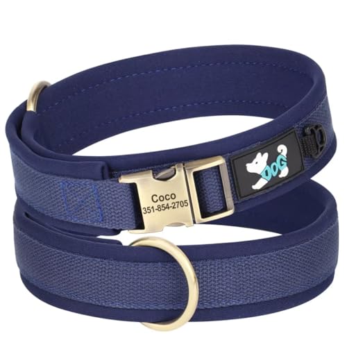 PET Artist Hundehalsband aus weichem Neopren, gepolstert, personalisierbar, mit Namen und Telefonnummer, verstellbares, strapazierfähiges Nylon-Hundehalsband mit Schnellverschluss-Metallschnalle für von PET ARTIST