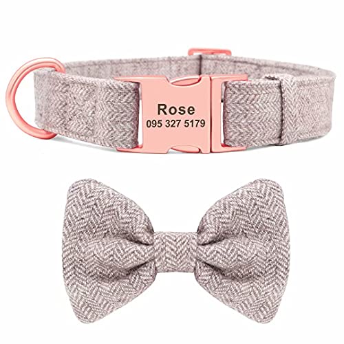 PET ARTIST Hundehalsband Mit Fliege und Rotgoldener Schnalle - Personalisierbar für Mädchen Mit Graviertem Namensschild - Verstellbar für Kleine, Mittelgroße und Große Hunde PET ARTIST Hundehalsband Mit Fliege und Rotgoldener Schnalle - Personalisierbar für Mädchen Mit Graviertem Namensschild - Verstellbar für Kleine, Mittelgroße und Große Hunde von PET ARTIST