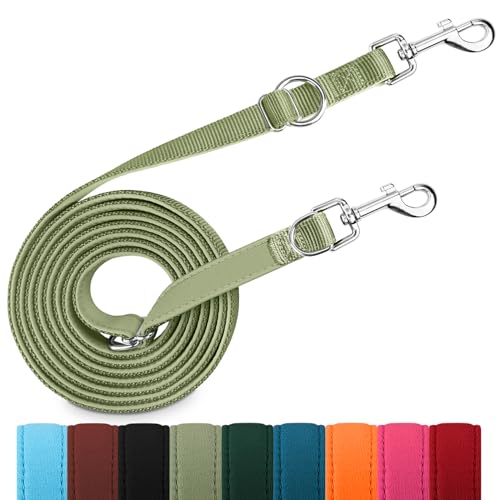 PETCOOZ Hundeleine 3 m Verstellbare Schleppleine mit 2 Karabiner, Verdickte Doppelleine Führleine für Kleine Mittelgroße Hunde, Freihandleinen Übungsleine aus Nylon, Grasgrün PETCOOZ Hundeleine 3 m Verstellbare Schleppleine mit 2 Karabiner, Verdickte Doppelleine Führleine für Kleine Mittelgroße Hunde, Freihandleinen Übungsleine aus Nylon, Grasgrün von PETCOOZ