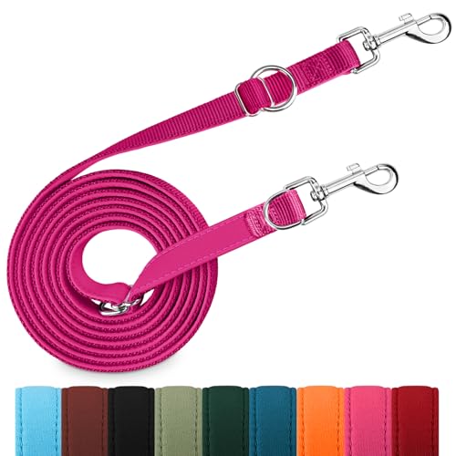 PETCOOZ Hundeleine 3 m Verstellbare Schleppleine mit 2 Karabiner, Verdickte Doppelleine Führleine für Kleine Mittelgroße Hunde, Freihandleinen Übungsleine aus Nylon, Purpurrot PETCOOZ Hundeleine 3 m Verstellbare Schleppleine mit 2 Karabiner, Verdickte Doppelleine Führleine für Kleine Mittelgroße Hunde, Freihandleinen Übungsleine aus Nylon, Purpurrot von PETCOOZ