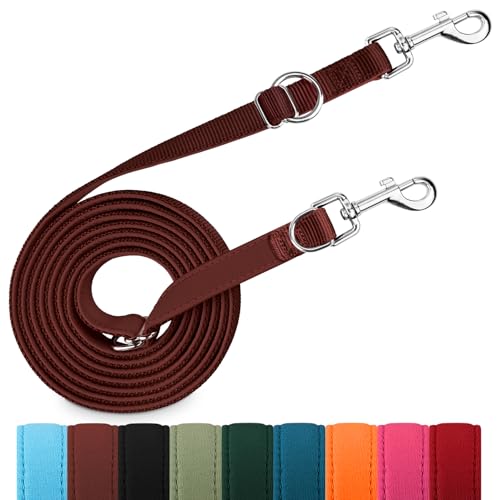 PETCOOZ Hundeleine 3 m Verstellbare Schleppleine mit 2 Karabiner, Verdickte Doppelleine Führleine für Kleine Mittelgroße Hunde, Freihandleinen Übungsleine aus Nylon, Braun PETCOOZ Hundeleine 3 m Verstellbare Schleppleine mit 2 Karabiner, Verdickte Doppelleine Führleine für Kleine Mittelgroße Hunde, Freihandleinen Übungsleine aus Nylon, Braun von PETCOOZ