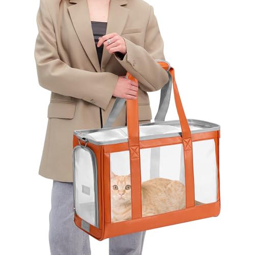 PETCUTE Airline Genehmigt Katzentransporttasche,Atmungsaktive Haustier Hundetragetasche mit Herausnehmbarer Matte,Sicherheitsleine,Atmungsaktiv Transporttasche für Katzen und Kleine Hunde von PETCUTE