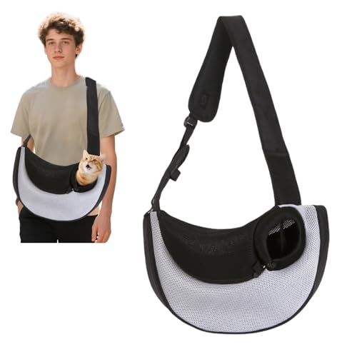 PETCUTE Hundetragetasche,Atmungsaktiv Hundetasche, Verstellbare Tragetasche Hund mit Fronttasche, Haustier Umhängetasche für Haustiere, Hunde Tragetaschen für Outdoor Reisen,Grau,S von PETCUTE