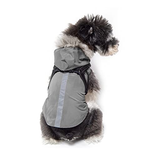 PETCUTE Hunde Regenmantel Regenjacke mit Geschirrl,Winddicht Wasserdichter Hundemantel mit Reflektierenden Streifen, Verstellbarer Hunde Regenjacke mit Kapuze für Kleine Mittelgroße und Große Hunde von PETCUTE