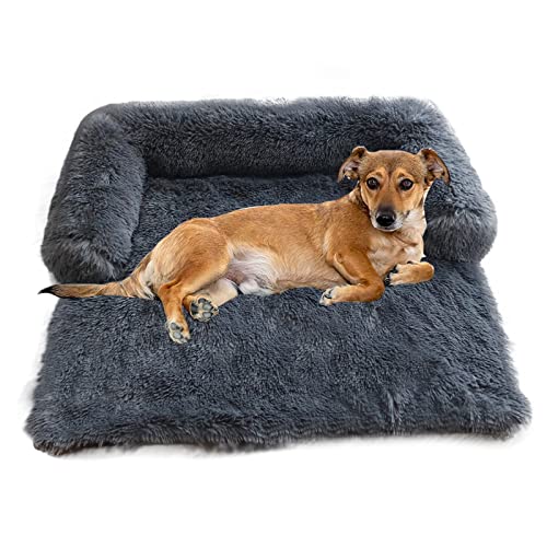 PETCUTE Hundebett Couch für Sofaschutz,Flauschige Hundedecke mit Abnehmbarem Bezug,Hundekissen,Plüsch Hundematte,mit rutschfeste Unterseite,Waschbar Hundesofa Kofferraumschutz von PETCUTE