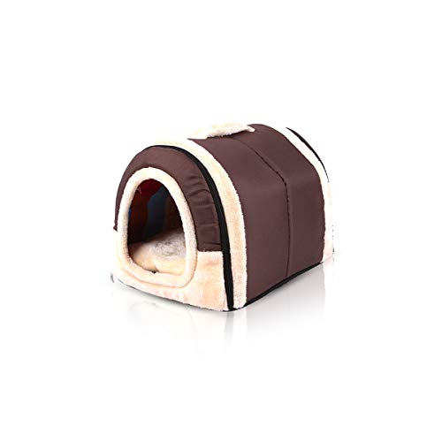 PETCUTE Hundebett hundehöhle Katzenbett Katzenhöhle Kuschelhöhle Katzenhaus Faltbare gemütliche Welpen Bett mit abnehmbarem Kissen 35x30x30CM von PETCUTE