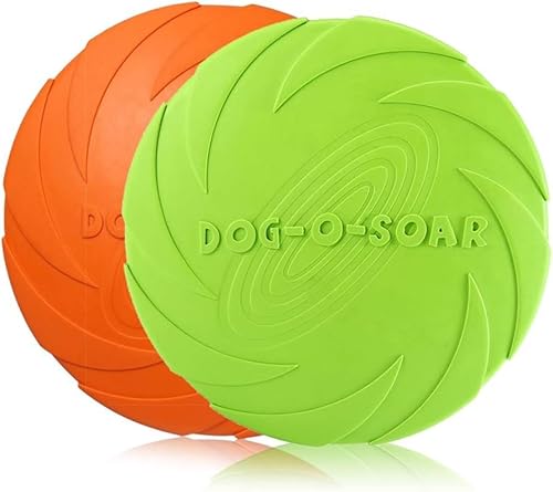 PETCUTE 2 Stück Hund Frisbees,Haustier Fliegenden Untertasse,Gummi Frisbee, Interaktive Outdoor-Spielzeug, Perfekt für Hund Werfen, Training, Spielen und Fangen,ø 15 cm von PETCUTE