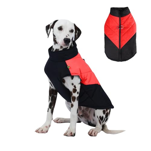 PETCUTE Hundemantel,Wasserdichter Warme Jacke für Haustiere,Winddichte Hundekleidung für kaltes Wetter Outfit mit Geschirr D-Snap,Winterweste für mittelgroße Hunde,Leicht zu Tragen,S von PETCUTE