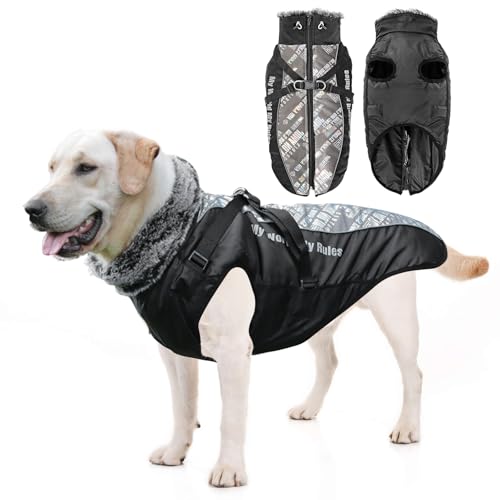 PETCUTE Hundemantel Wasserdichter,Reflektierend Hundejacke für Kleine Mittlere Große Hunde,Verstellbar Windabweisender Hundejacke,Warmer Hund Wintermantel mit Geschirr,Ideal für den Winter,5XL PETCUTE Hundemantel Wasserdichter,Reflektierend Hundejacke für Kleine Mittlere Große Hunde,Verstellbar Windabweisender Hundejacke,Warmer Hund Wintermantel mit Geschirr,Ideal für den Winter,5XL von PETCUTE