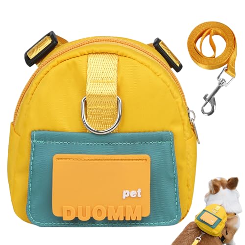 PETCUTE Hunderucksack Geschirr für Hunde,Hunderucksack mit Leine,Haustiergeschirr mit Kotbeutelspender,Hunde-Satteltasche,Verstellbare Welpengeschirr-Rucksack für Wandertraining und tägliches Gehen von PETCUTE