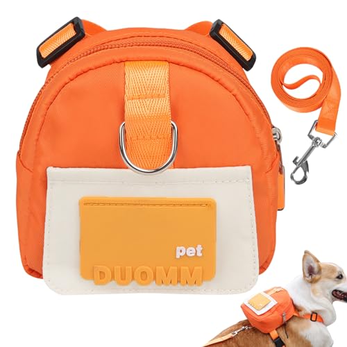 PETCUTE Hunderucksack Geschirr für Hunde,Hunderucksack mit Leine,Haustiergeschirr mit Kotbeutelspender,Hunde-Satteltasche,Verstellbare Welpengeschirr-Rucksack für Wandertraining und tägliches Gehen von PETCUTE
