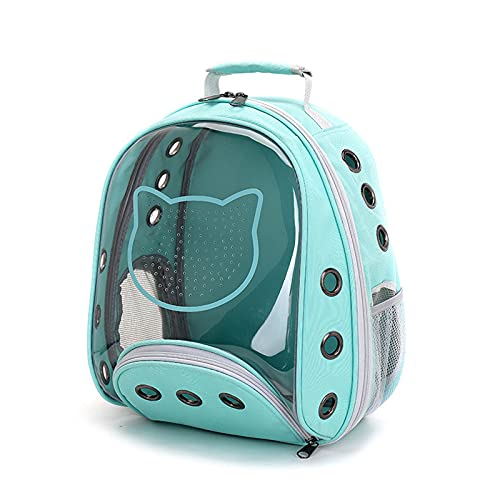 PETCUTE Hunderucksack Katzenrucksack,Ventilierte Transparente Hunderucksack,Haustier Rucksack mit Abnehmbarer Mattezum Reisen,Fluggesellschaft zugelassenen Raumkapsel Rucksack Cyan von PETCUTE