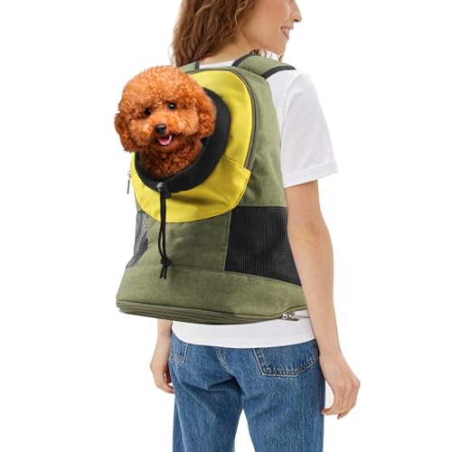 PETCUTE Hunderucksack für mittelgroße kleine Hunde,Verstellbare Katzenrucksack mit Kopf-Out und Ausbruchssicherem Design,Haustier Tragetasche für Hunde mit Herausnehmbarer Matte von PETCUTE