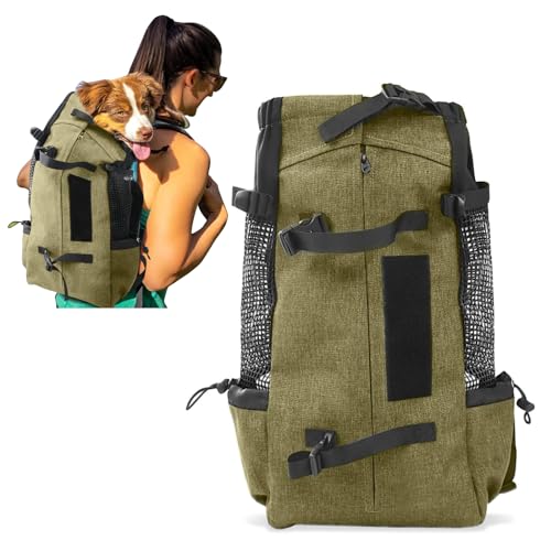 PETCUTE Hundetasche Hundetransporttasche Tragetasche für Hunde Katzen Wanderrucksack Seite Atmungsaktives Netz Rucksack für Kleine Mittel Hunde Katzen bis zu 5 kg Hellbraun von PETCUTE