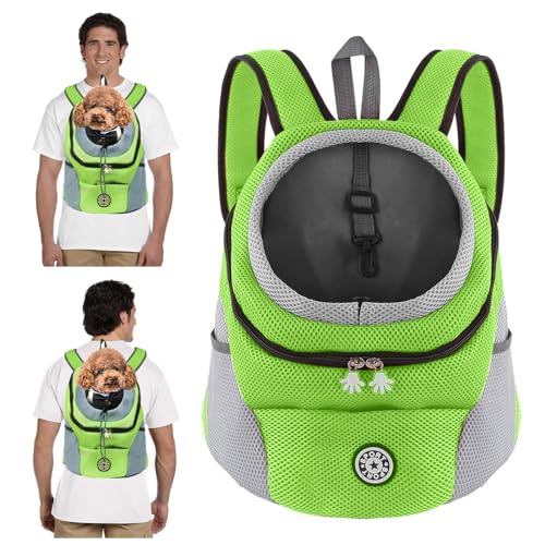 PETCUTE Hundetragerucksack,Verstellbarer Haustier Rucksack für Kleine Hunde und Katzen,Gepolsterter Schultergurt,Wasserdichter Boden,Atmungsaktiv,Haustier-Fronttasche mit Sicherheitshaken,zum Wandern von PETCUTE