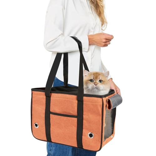 PETCUTE Hundetragetasche,Tragbar Haustiertragetasche mit Lange Schultergurt,Atmungsaktiv Transporttasche für Katzen und Hunde,Faltbar Katzentransportbox mit Versiegelte Rollläden PETCUTE Hundetragetasche,Tragbar Haustiertragetasche mit Lange Schultergurt,Atmungsaktiv Transporttasche für Katzen und Hunde,Faltbar Katzentransportbox mit Versiegelte Rollläden von PETCUTE