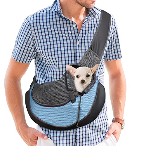 PETCUTE Hundetragetasche Hundetasche Transporttasche für Katzen Single-Schulter Kleine Hunde Tragetaschen Blau L von PETCUTE