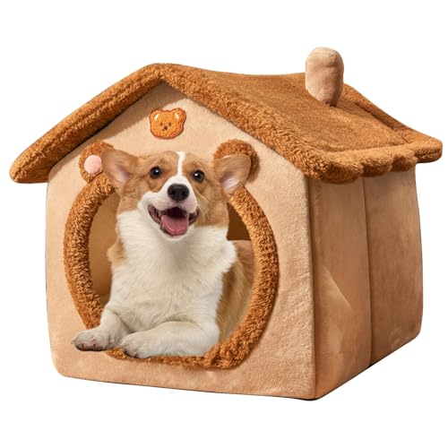 PETCUTE Katzenhaus für Katzen Hunde,Waschbares Katzenhöhle Katzenbett mit Herausnehmbarer Matratze,Warmes Und Gemütliches Katzen-Iglu mit Rutschfestem Boden,Haustierbett für Katzen und kleine Hunde von PETCUTE