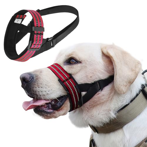 PETCUTE Maulkorb für Hunde,Reflektierender Hunde Maulkorb mit Verstellbarem Gurt, Weicher Stoff,Hundemaulkorb,Können Hecheln und Trinken, Verhindert das Beißen,Bellen und Kauen von PETCUTE