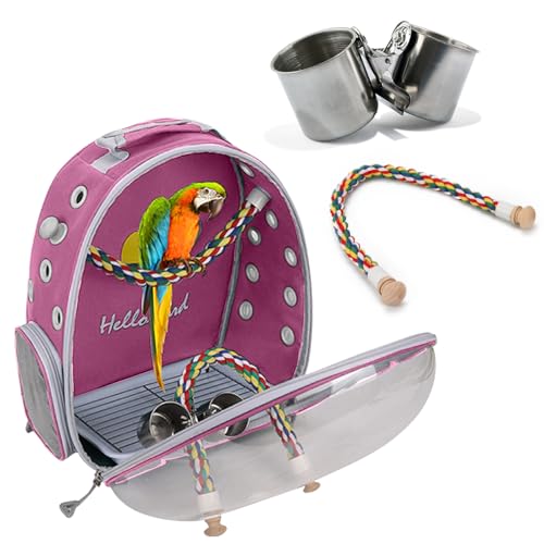 PETCUTE Multifunktionaler Rucksack für Vögel mit Holzstab, Leichte Träger Vogel Transporttasche, Papageien Reiserucksack mit Edelstahl-Tablett und Stehstange, Vogel Transportbox-Rosa PETCUTE Multifunktionaler Rucksack für Vögel mit Holzstab, Leichte Träger Vogel Transporttasche, Papageien Reiserucksack mit Edelstahl-Tablett und Stehstange, Vogel Transportbox-Rosa von PETCUTE