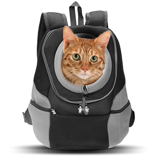 PETCUTE Rucksack für Haustier Atmungsaktive Verstellbar Haustiertragetasche Rucksack mit Fenster,Haustier Tasche für Hunde,Gepolsterter Schultergurt,Airline Genehmigt,Schwarz,XL von PETCUTE