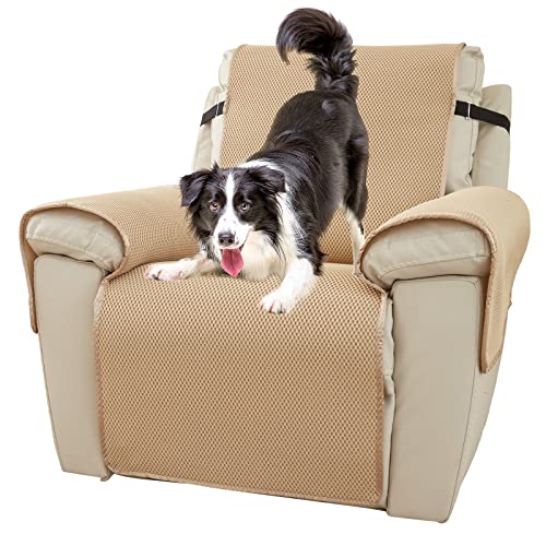 PETCUTE Ruhesessel Bezüge,rutschfest Sesselschoner für Fernsehsessel Relaxsessel mit Elastischem Gurt,Sesselauflage Relax mit Armlehnen,Abnutzung und Riss Schützen,Maschinenwaschbar,Beige von PETCUTE