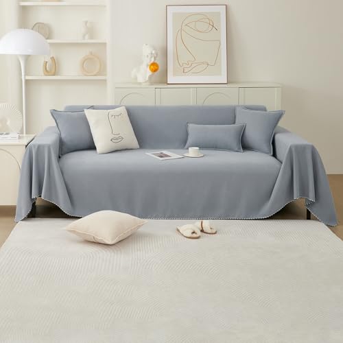 PETCUTE Sofa Überwurfdecke für Sofa,Vielseitige Doppelseitig Decke für Sofa Sitzfläche,Super Weiche und Kuschelige Decke für Couch,Dekorative Stuhl Wandteppich Tagesdecke,Hellgrau,180 * 340cm von PETCUTE