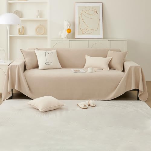 PETCUTE Sofa Überwurfdecke für Sofa,Vielseitige Doppelseitig Decke für Sofa Sitzfläche,Super Weiche und Kuschelige Decke für Couch,Dekorative Stuhl Wandteppich Tagesdecke,Milchtee,180 * 230cm von PETCUTE