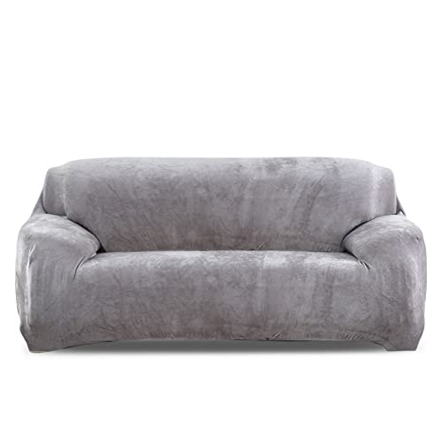 PETCUTE Sofabezüge Elastische 2 Sitzer Sofabezüge Dicke couchbezug Sofa Überwürfe Sofahusse Grau von PETCUTE