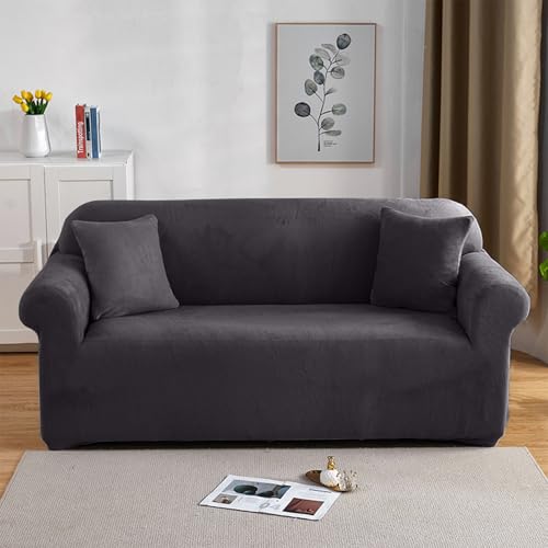 PETCUTE Sofabezüge Elastische 3 Sitzer Sofabezüge Dicke couchbezug Sofa Überwürfe Sofahusse Dunkelgrau von PETCUTE