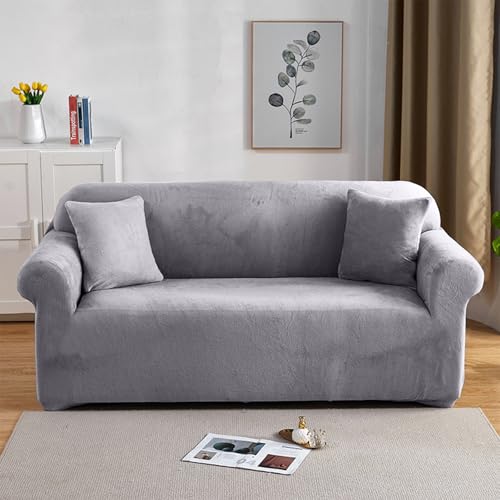 PETCUTE Sofabezüge Elastische 3 Sitzer Sofabezüge Dicke couchbezug Sofa Überwürfe Sofahusse Grau von PETCUTE