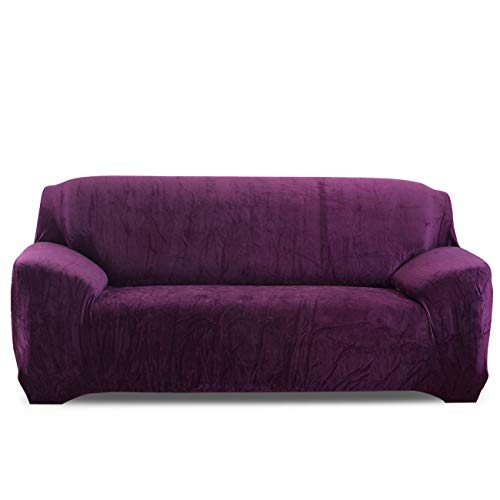 PETCUTE Sofabezüge Elastische 3 Sitzer Sofabezüge Dicke couchbezug Sofa Überwürfe Sofahusse Lila von PETCUTE