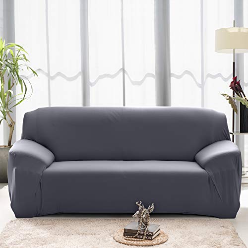 PETCUTE Sofabezüge Stretch Sofaschutz elastisch L-Form Sofa bezug ecksofa Sofabezug Sofaüberwürfe für L-Form Sofa Grau 2 Sitzer von PETCUTE
