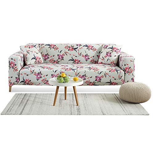 PETCUTE Sofabezug 4 sitzer Stretch Bedruckte Sofaüberwurf Antirutsch All-Inclusive Sofa überzug aus Polyester-Spandex-Stoff von PETCUTE