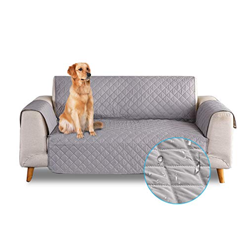 PETCUTE Sofabezug Sofaüberwurf Anti-Rutsch Sofa schonbezug wasserdichtes Sofabezüge 3 Sitzer Quilted Sofabezüge für Hunde Haustiere Grau von PETCUTE