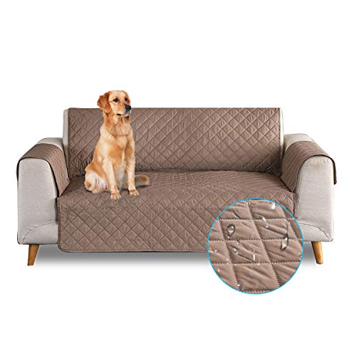 PETCUTE Sofabezug Sofaüberwurf Anti-Rutsch Sofa schonbezug wasserdichtes Sofabezüge Quilted Sofabezüge für Hunde Haustiere Kaffee 2 Sitzer von PETCUTE