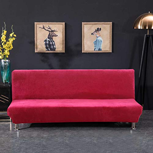 PETCUTE Sofabezug ohne Armlehne Futonbezug Stretch Sofahusse ohne Armlehne Schlafsofa Bezug Weinrot von PETCUTE