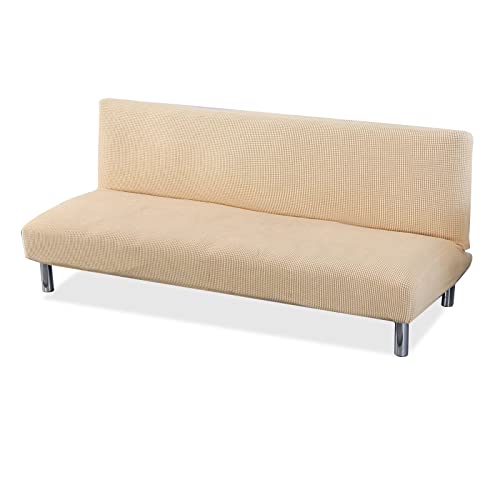 PETCUTE Sofabezug ohne armlehne schlafsofa bezug ohne armlehne futonbezug Stretch sofahusse ohne armlehne sofaüberwurf Beige von PETCUTE