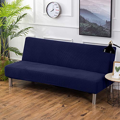 PETCUTE Sofabezug ohne armlehne schlafsofa bezug ohne armlehne futonbezug Stretch sofahusse ohne armlehne sofaüberwurf Dunkelblau von PETCUTE