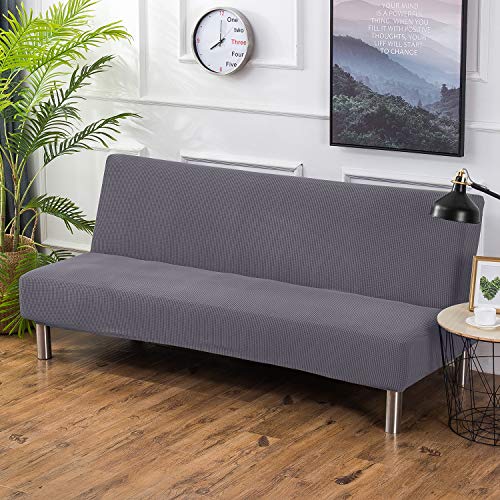 PETCUTE Sofabezug ohne armlehne schlafsofa bezug ohne armlehne futonbezug Stretch sofahusse ohne armlehne sofaüberwurf Grau von PETCUTE