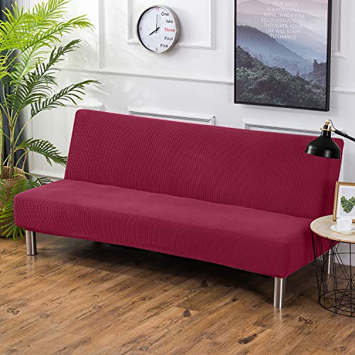 PETCUTE Sofabezug ohne armlehne schlafsofa bezug ohne armlehne futonbezug Stretch sofahusse ohne armlehne sofaüberwurf Rot von PETCUTE