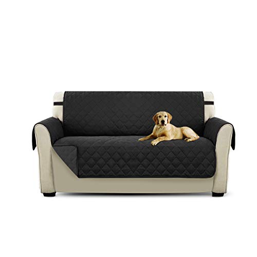 PETCUTE Sofaschoner 2 sitzer Couch überwurf couchbezug sofaüberzug Sofa Schutz Sofa Abdeckung 3 sitzer Sofaüberwurf Schwarz von PETCUTE