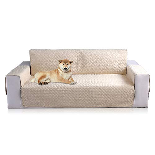 PETCUTE Sofaschoner Sofaschutz Sofaüberwurf Sofabezüge sofadecke Anti-Rutsch Sofaschoner Sofahusse Sofa schonbezug Sofabezüge für Hunde(Beige, 1 Sitzer) von PETCUTE