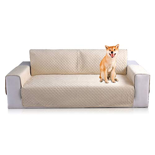 PETCUTE Sofaschoner Sofaschutz Sofaüberwurf Sofabezüge sofadecke Anti-Rutsch Sofaschoner Sofahusse Sofa schonbezug Sofabezüge für Hunde(Beige, 3 Sitzer) von PETCUTE