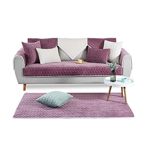 PETCUTE Sofaschutz Sofaschoner,Sofabezug Antirutsch Kratzschutz Hund Katze Sofa Überwurf,Hundedecke Ecksofa Sofa Schutzdecke Schonbezug Sofa Abdeckung Sofaüberwurf für Wohnzimmer,Lila 90 * 210cm von PETCUTE
