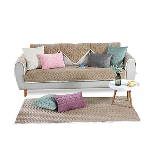 PETCUTE Sofaschutz Sofaschoner,Sofabezug Antirutsch Kratzschutz Hund Katze Sofa Überwurf,Hundedecke Ecksofa Sofa Schutzdecke Schonbezug Sofa Abdeckung Sofaüberwurf für Wohnzimmer,Khaki 110 * 210cm von PETCUTE