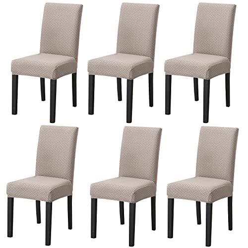 PETCUTE Stuhlhusse stuhlüberzug hussen für stühle Stretch stuhlschleifen Stretch stuhlhussen Khaki 6er Set von PETCUTE