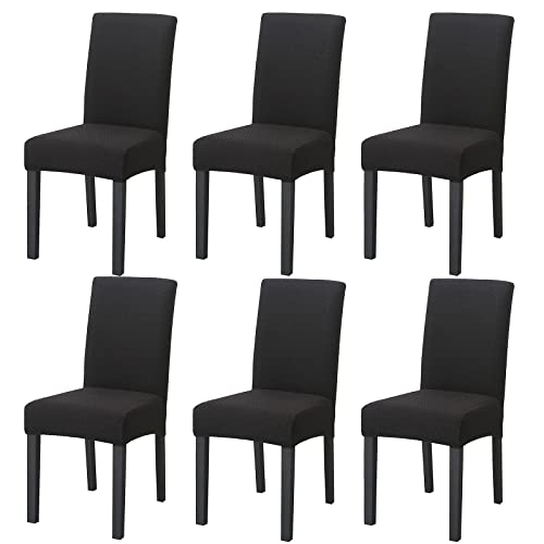 PETCUTE Stuhlhusse stuhlüberzug hussen für stühle Stretch stuhlschleifen Stretch stuhlhussen Schwarz 6er Set von PETCUTE